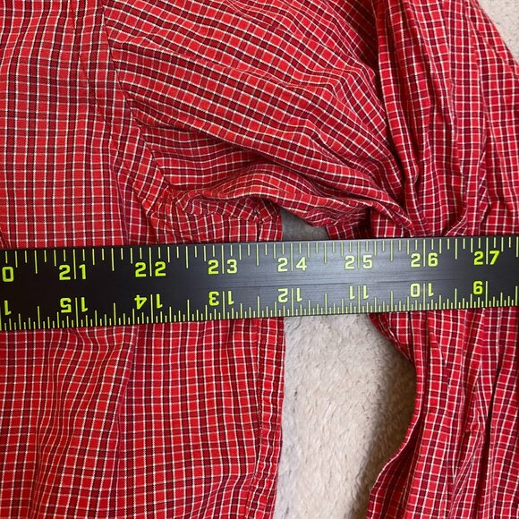Eddie Bauer Mens Shirt L Red & White Plaid Long Sleeve Button-Up 100% Cotton - Picture 4 of 9